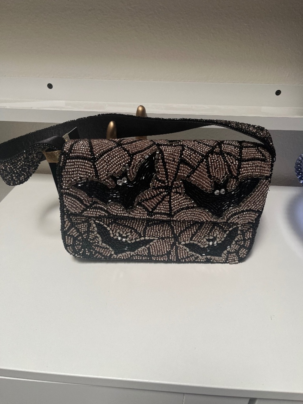 🦇🕸️ From India to You Spooky Bats Beaded Shoulder Bag – NWT